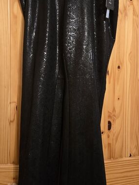 Zac & Rachel Black Shimmer Snake-Print slacks Sz Xl Nwt
